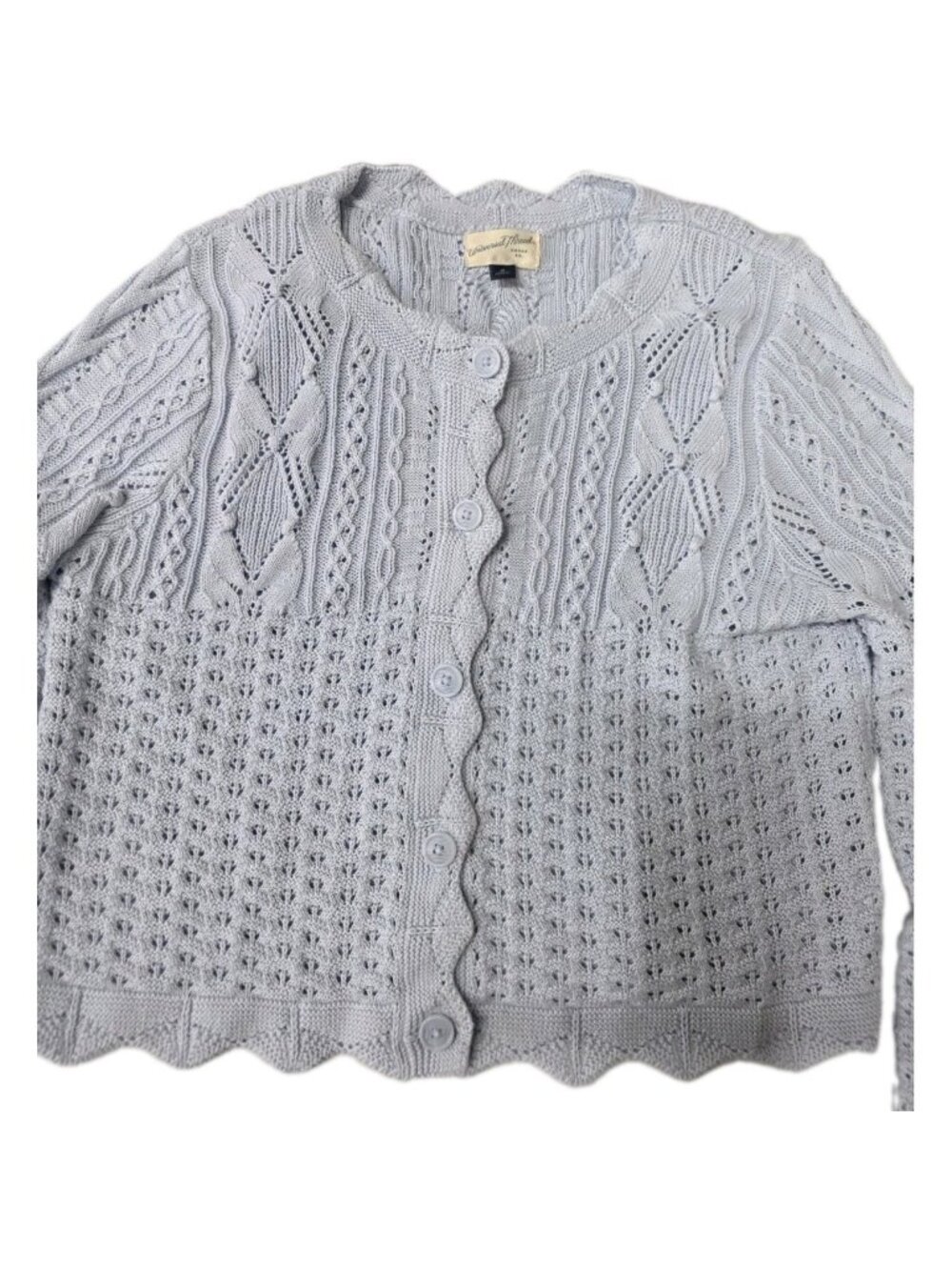Universal Thread Women’s M Blue Pointelle Cable Knit Cardigan Button. Wl476